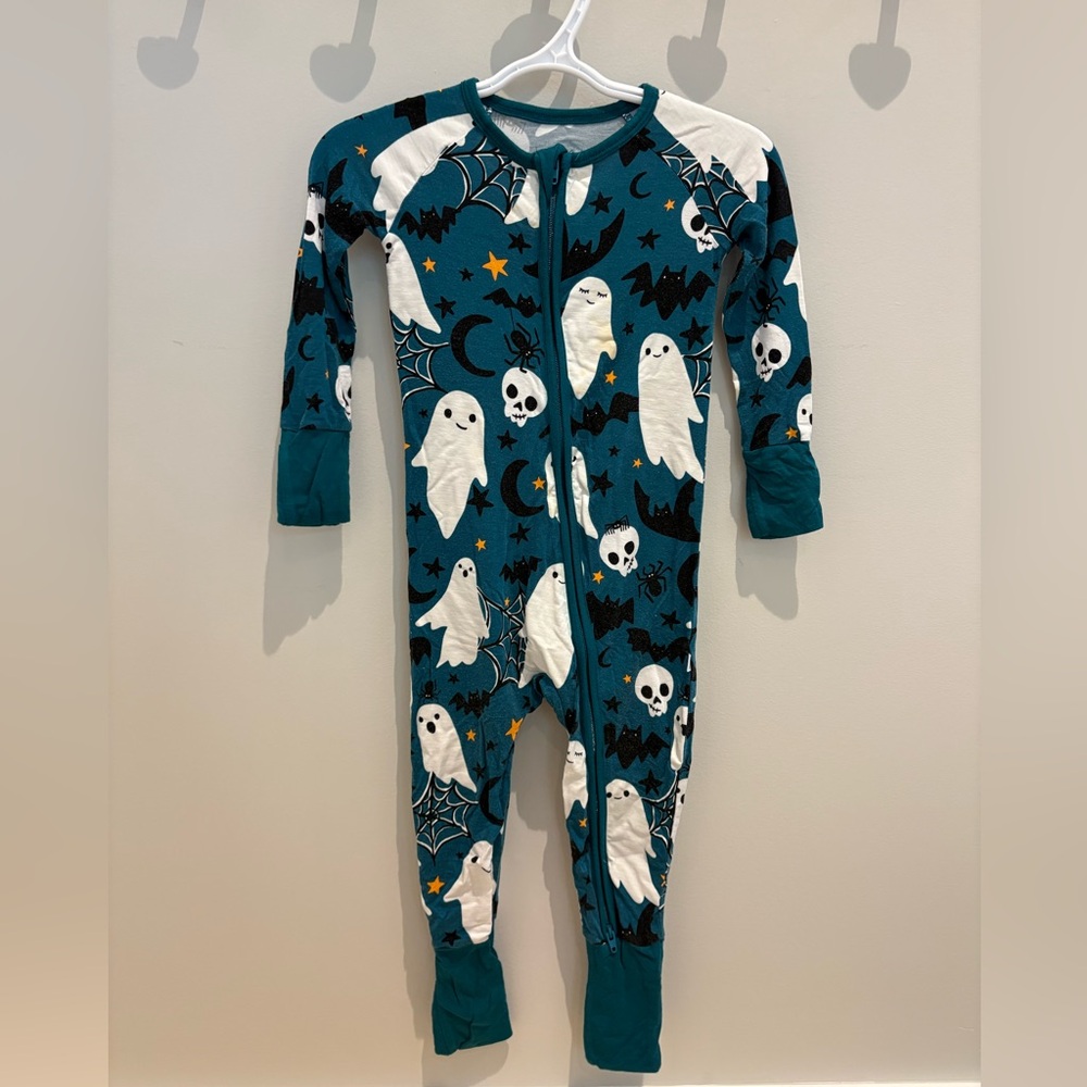 Little Sleepies Zippy Teal Ghost & Skull Bamboo Pajamas